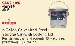 Princess Auto 6 Gallon Galvanized-Steel Storage Can with Locking Lid offer