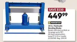 Princess Auto 24 in. Hydraulic Bending Brake offer