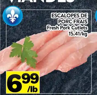 Supermarché PA ESCALOPES DE PORC FRAIS | Fresh Pork Cutlets offer