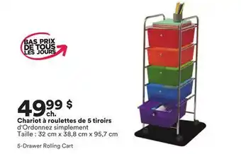 Michaels Chariot à roulettes de 5 tiroirs d'Ordonnez simplement offer
