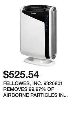 Newegg FELLOWES, INC. 9320801 REMOVES 99.97% OF AIRBORNE PARTICLES IN LARGE SIZED ROOMS 300-600 SQ. FT offer