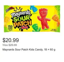 Costco Maynards Sour Patch Kids Candy, 18 × 60 g offer