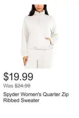 Costco Spyder Women's Quarter Zip Ribbed Sweater offer