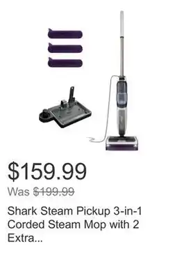 Costco Shark Steam Pickup 3-in-1 Corded Steam Mop with 2 Extra Antimicrobial Brushrolls offer