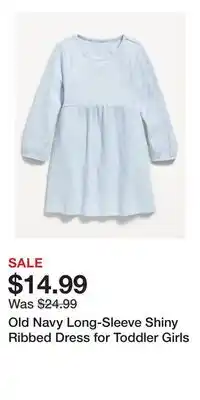 Old Navy Old Navy Long-Sleeve Shiny Ribbed Dress for Toddler Girls offer