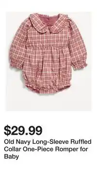 Old Navy Old Navy Long-Sleeve Ruffled Collar One-Piece Romper for Baby offer