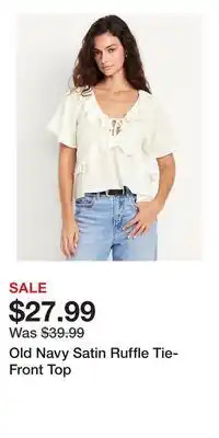 Old Navy Old Navy Satin Ruffle Tie-Front Top offer