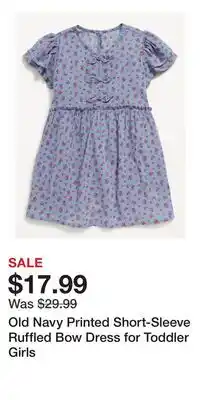 Old Navy Old Navy Printed Short-Sleeve Ruffled Bow Dress for Toddler Girls offer