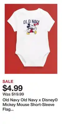 Old Navy Old Navy Old Navy x Disney Mickey Mouse Short-Sleeve Flag Logo-Graphic Bodysuit for Baby offer
