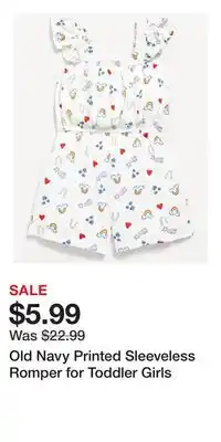 Old Navy Old Navy Printed Sleeveless Romper for Toddler Girls offer