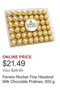 Costco Ferrero Rocher Fine Hazelnut Milk Chocolate Pralines, 600 g offer