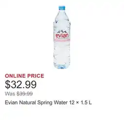 Costco Evian Natural Spring Water 12 × 1.5 L offer