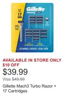 Costco Gillette Mach3 Turbo Razor + 17 Cartridges offer