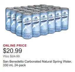 Costco San Benedetto Carbonated Natural Spring Water, 330 mL 24-pack offer