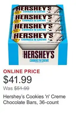 Costco Hershey's Cookies 'n' Creme Chocolate Bars, 36-count offer
