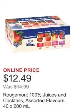 Costco Rougemont 100% Juices and Cocktails, Assorted Flavours, 40 x 200 mL offer