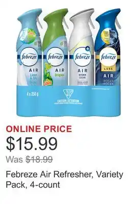 Costco Febreze Air Refresher, Variety Pack, 4-count offer