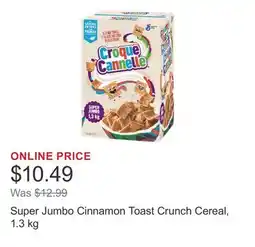 Costco Super Jumbo Cinnamon Toast Crunch Cereal, 1.3 kg offer