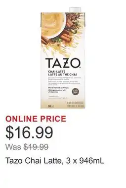 Costco Tazo Chai Latte, 3 x 946mL offer