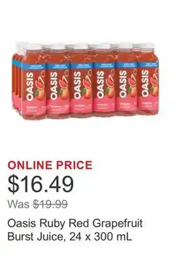 Costco Oasis Ruby Red Grapefruit Burst Juice, 24 x 300 mL offer