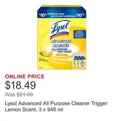 Costco Lysol Advanced All Purpose Cleaner Trigger Lemon Scent, 3 x 946 ml offer