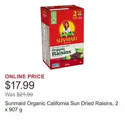Costco Sunmaid Organic California Sun Dried Raisins, 2 x 907 g offer