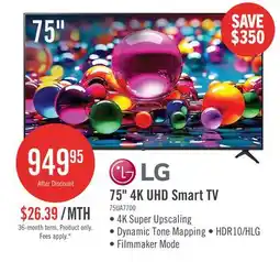 The Brick LG 75 UA77 4K UHD Smart webOS TV (75UA7700PUB.ACCQ) - 2025 Model offer