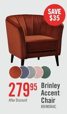 The Brick Brinley 29 Velvet Fabric Accent Chair with Wood Legs - Orange offer