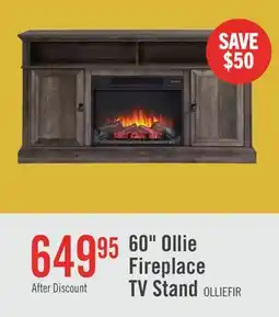 The Brick Ollie 60 Electric Fireplace TV Stand with Storage and Cable Management for TVs up to 65- Grey offer