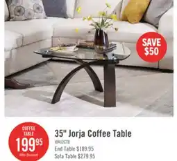 The Brick Jorja 34.75 Modern Glass Top Coffee Table - Brown with Bentwoood Legs offer