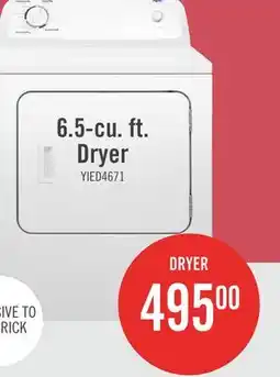 The Brick Inglis 6.5 Cu. Ft. Electric Dryer - White - YIED4671EW offer