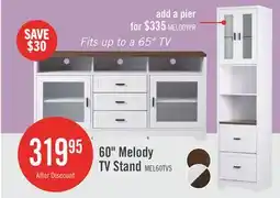 The Brick Melody 60 TV Stand with Storage and Cable Management for TVs up to 65- White offer