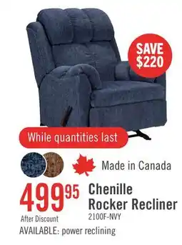 The Brick Made in Canada 35 Chenille Fabric Rocker Reclining Chair - Navy Blue offer