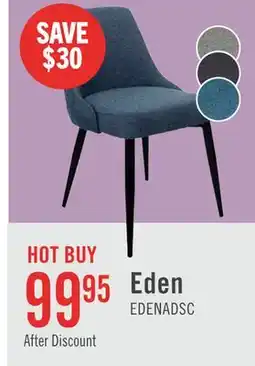 The Brick Eden Dining Chair with Linen-Look Fabric, Metal - Blue offer