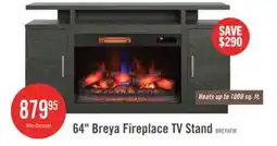 The Brick Breya 64 Modern Electric Fireplace TV Stand with Storage & USB Charging for TVs up to 70- Grey offer