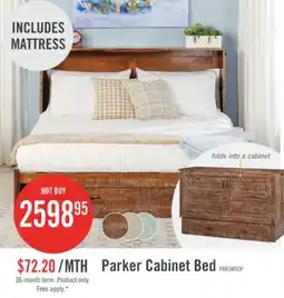 The Brick Parker Cabinet Bed with Memory Foam Mattress, Weathered Brown - Queen Size offer