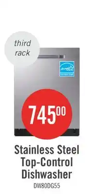 The Brick Samsung 24 48 dBA 5500 Series Top-Control Dishwasher with Third Rack - DW80DG5500SRAA offer