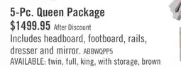 The Brick Abby 5pc Bedroom Set with Panel Bed, Dresser & Mirror, LED, USB, White - Queen Size offer