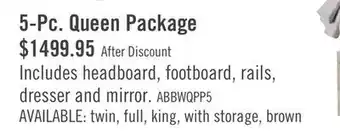 The Brick Abby 5pc Bedroom Set with Panel Bed, Dresser & Mirror, LED, USB, White - Queen Size offer