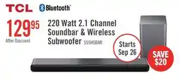 The Brick TCL 2.1 CH Bluetooth Dolby Atmos DTS Virtual:X Soundbar with Wireless Subwoofer (S55H) offer