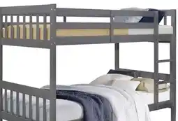 The Brick Miko Bunk Bed with Ladder & Guard Rail for Kids, Grey - Twin/Twin offer