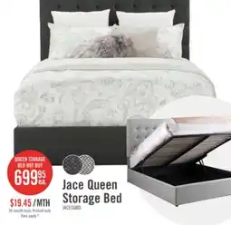 The Brick Jace Upholstered Storage Platform Bed in Grey Fabric, Tufted - Queen Size offer