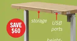 The Brick Loft 47.24 Height-Adjustable Office Desk with Storage and Wireless Charging - Natural offer
