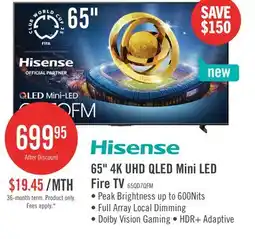 The Brick HISENSE 65 QD7QFM Mini-LED QLED 4K UHD AI Smart Fire TV (65QD7QFM) offer