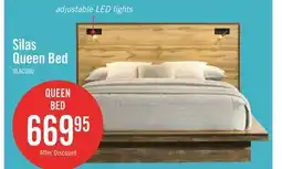 The Brick Silas Platform Bed with Headboard & Frame, LED, Rustic Brown - Queen Size offer