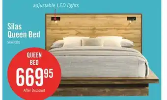 The Brick Silas Platform Bed with Headboard & Frame, LED, Rustic Brown - Queen Size offer