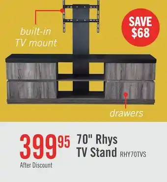 The Brick Rhys 70 Modern TV Stand with Mount, Storage and Cable Management for TVs up to 80- Distressed Grey offer