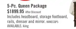 The Brick Kane 5pc Bedroom Set with Storage Bed, Dresser & Mirror, Vegan Leather, Brown - Queen Size offer