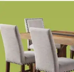 The Brick Boden 7pc Dining Set with Table & 6 Nailhead Trim Chairs, Trestle Base, 78W - Brown & Beige offer