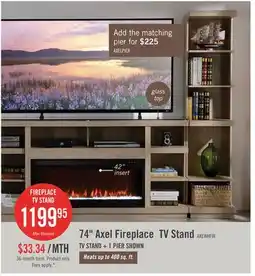 The Brick Axel 74 Modern Electric Fireplace TV Stand with Storage and Cable Management for TVs up to 85- Taupe offer